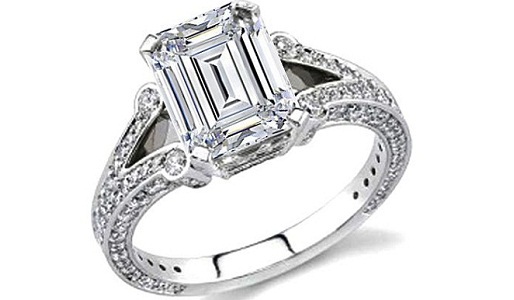 Emerald Cartier Cut Diamond Engagement Ring